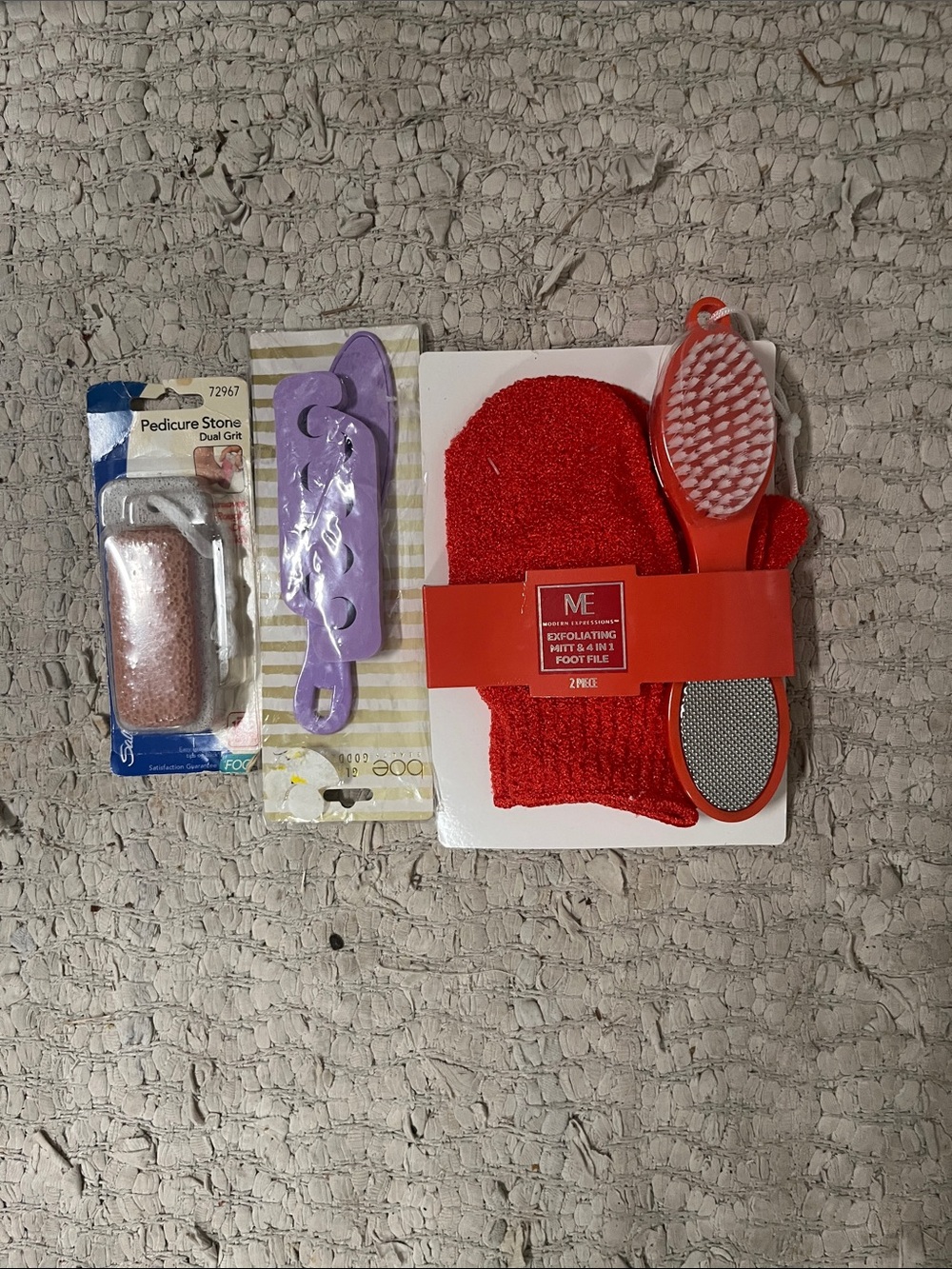 ME Makeover Essentials Red Bath & Foot Care Set with Brush and Mitt